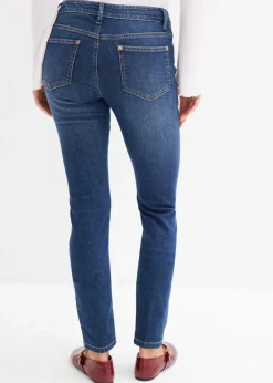 bonprix Kurzgrößen|Bekleidung·Shirts & Tops^Skinny Jeans Mid Waist, Bio Baumwolle dunkelblau denim used