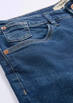 bonprix Kurzgrößen|Bekleidung·Shirts & Tops^Skinny Jeans Mid Waist, Bio Baumwolle dunkelblau denim used