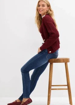 bonprix Kurzgrößen|Bekleidung·Shirts & Tops^Skinny Jeans Mid Waist, Bio Baumwolle dunkelblau denim used