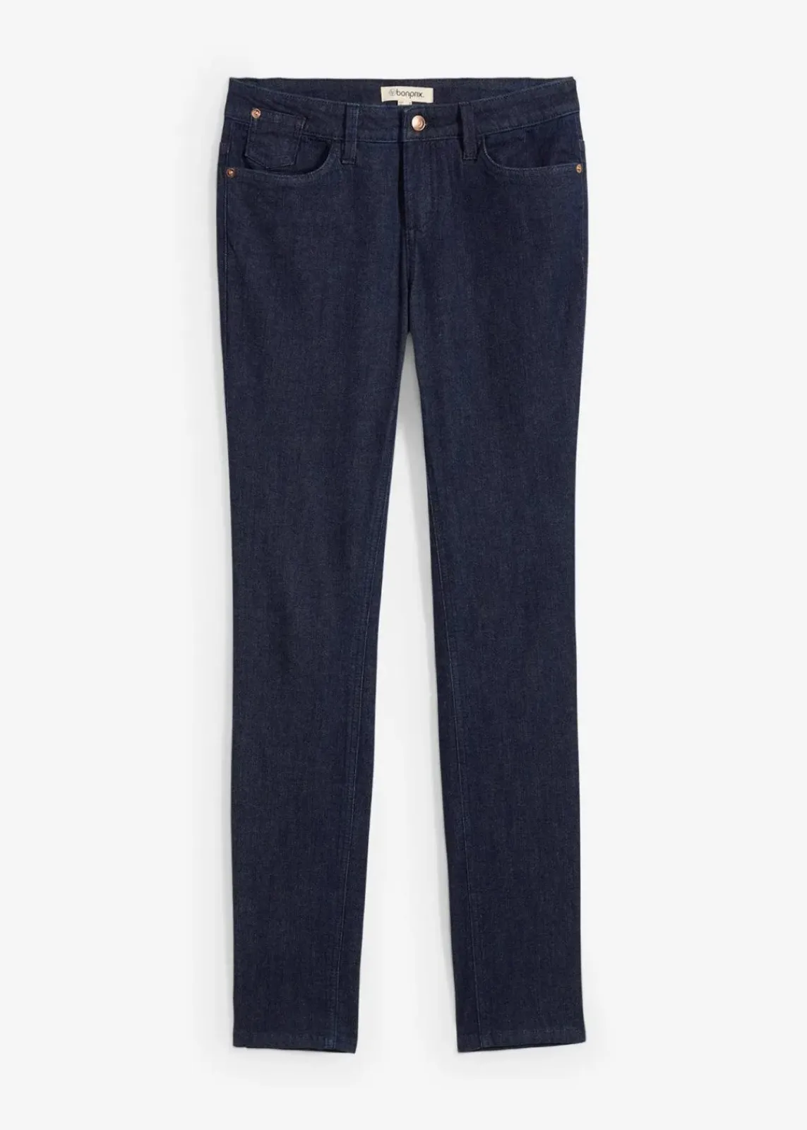 bonprix Jeans|Kurzgrößen^Skinny Jeans Mid Waist, Bio Baumwolle tiefblau denim ungewaschen