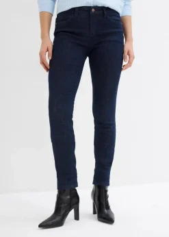 bonprix Jeans|Kurzgrößen^Skinny Jeans Mid Waist, Bio Baumwolle tiefblau denim ungewaschen