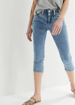 bonprix Bekleidung·Shirts & Tops|Jeans^Skinny Jeans Mid Waist, knieumspielend Stretch blau denim used