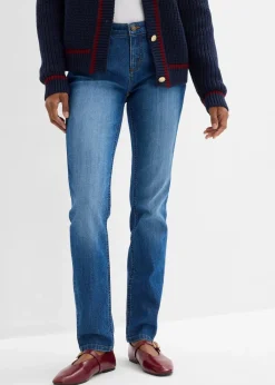 bonprix Jeans|Kurzgrößen^Skinny Jeans Mid Waist, Stretch blau used