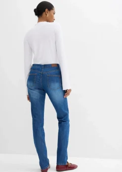 bonprix Jeans|Kurzgrößen^Skinny Jeans Mid Waist, Stretch blau used