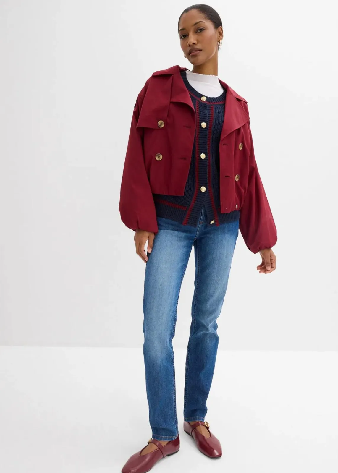 bonprix Jeans|Kurzgrößen^Skinny Jeans Mid Waist, Stretch blau used