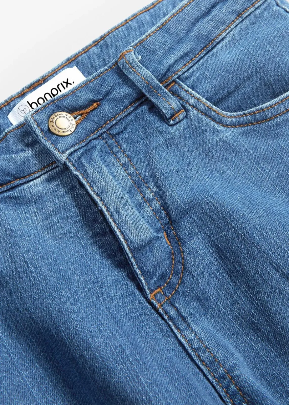 bonprix Jeans|Kurzgrößen^Skinny Jeans Mid Waist, Stretch blau used