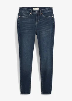 bonprix Bekleidung·Shirts & Tops|Jeans^Skinny Jeans Mid Waist, Stretch dunkelblau denim used