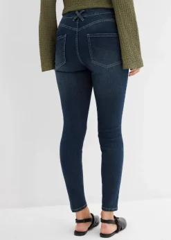 bonprix Bekleidung·Shirts & Tops|Jeans^Skinny Jeans Mid Waist, Stretch dunkelblau denim used