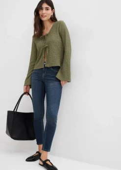 bonprix Bekleidung·Shirts & Tops|Jeans^Skinny Jeans Mid Waist, Stretch dunkelblau denim used