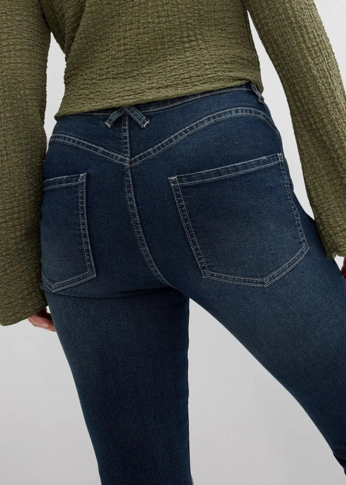 bonprix Bekleidung·Shirts & Tops|Jeans^Skinny Jeans Mid Waist, Stretch dunkelblau denim used