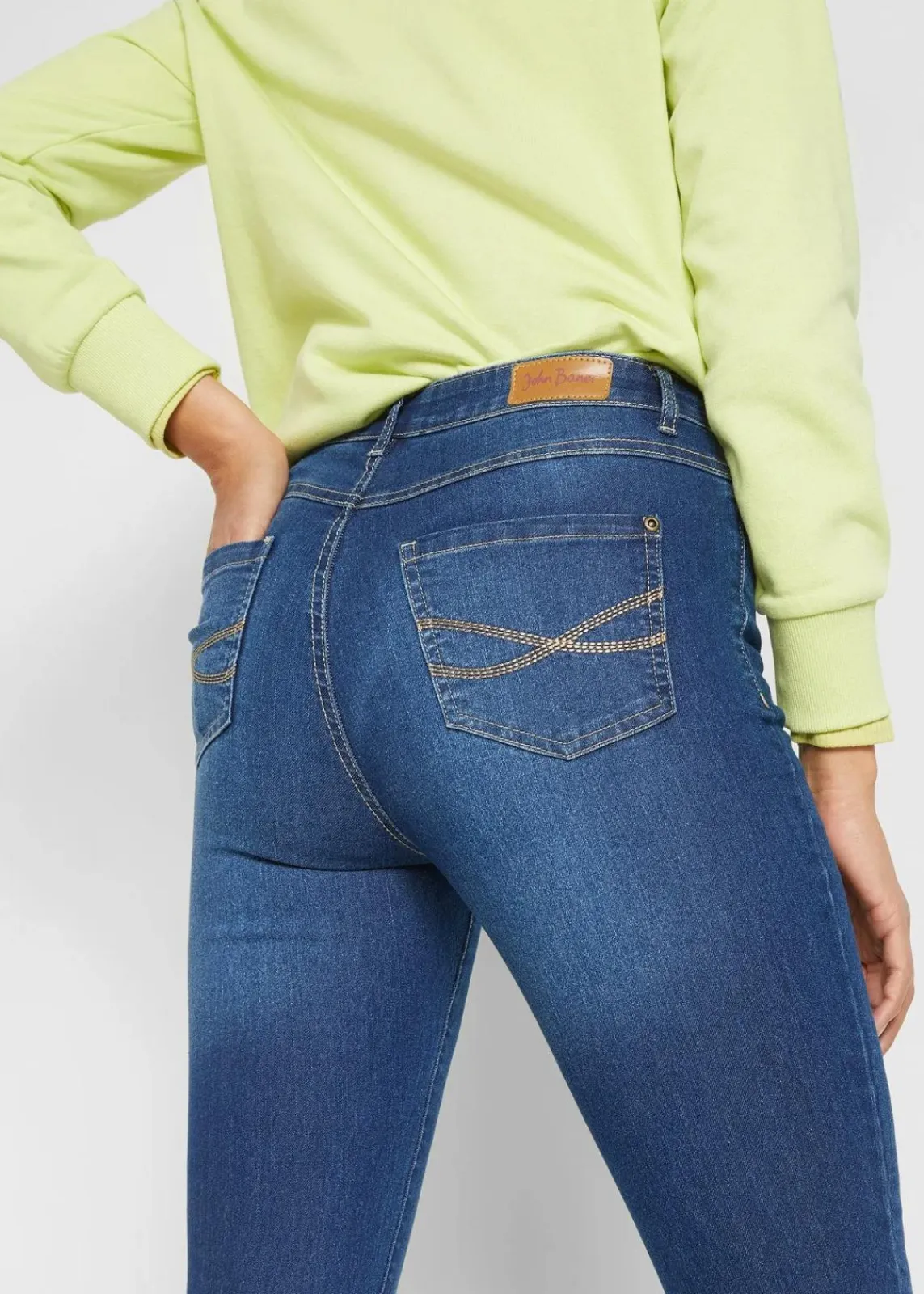 bonprix Jeans|Bekleidung·Shirts & Tops^Skinny Jeans Mid Waist, Stretch blau denim used