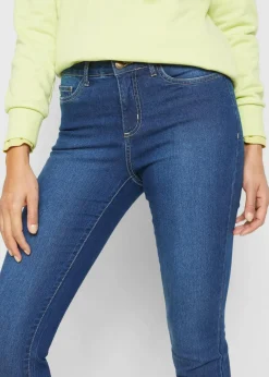 bonprix Jeans|Bekleidung·Shirts & Tops^Skinny Jeans Mid Waist, Stretch blau denim used