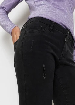 bonprix Bekleidung·Shirts & Tops|Jeans^Skinny Jeans, Mid Waist, Stretch schwarz denim