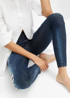 bonprix Bekleidung·Shirts & Tops|Jeans^Skinny Jeans Mid Waist, Stretch dunkelblau denim