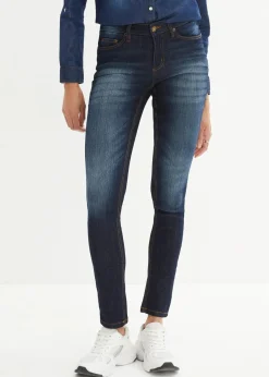 bonprix Kurzgrößen|Bekleidung·Shirts & Tops^Skinny Jeans Mid Waist, Stretch dunkelblau used