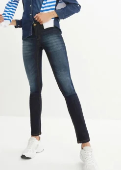 bonprix Kurzgrößen|Bekleidung·Shirts & Tops^Skinny Jeans Mid Waist, Stretch dunkelblau used