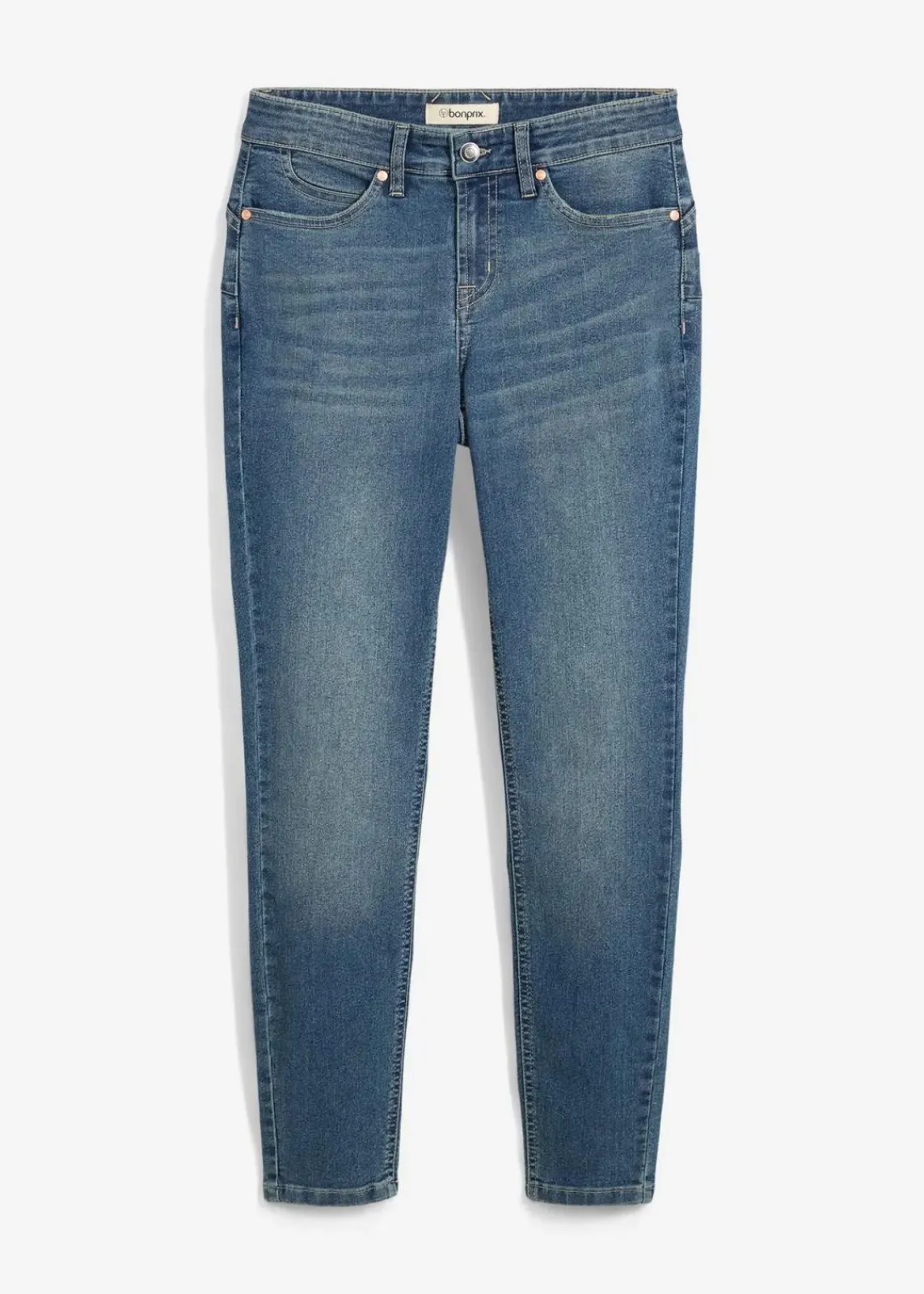 bonprix Jeans|Bekleidung·Shirts & Tops^Skinny Jeans Mid Waist, Stretch blau denim used