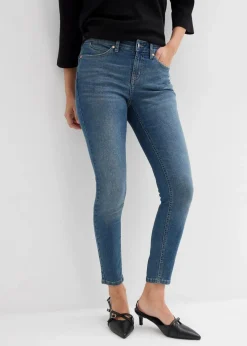 bonprix Jeans|Bekleidung·Shirts & Tops^Skinny Jeans Mid Waist, Stretch blau denim used