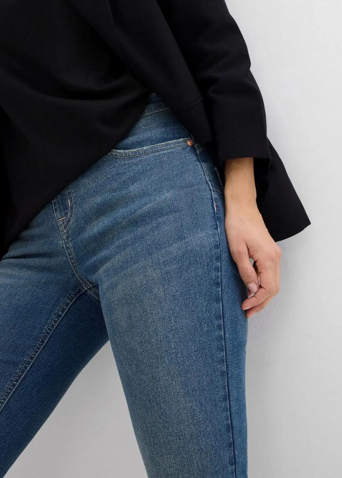 bonprix Jeans|Bekleidung·Shirts & Tops^Skinny Jeans Mid Waist, Stretch blau denim used