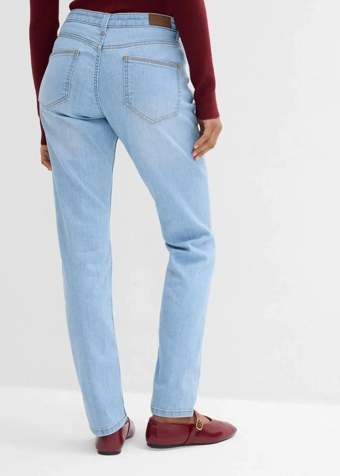 bonprix Jeans|Kurzgrößen^Skinny Jeans Mid Waist, Stretch hellblau used