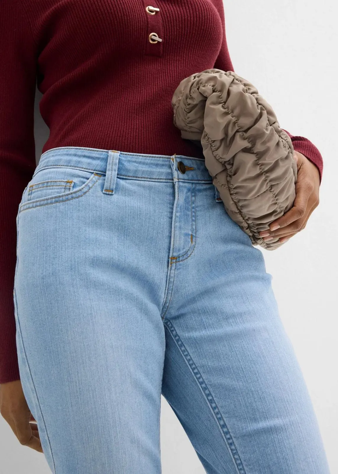 bonprix Jeans|Kurzgrößen^Skinny Jeans Mid Waist, Stretch hellblau used