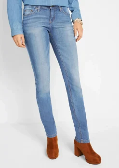 bonprix Jeans|Kurzgrößen^Skinny Jeans Mid Waist, Stretch hellblau used