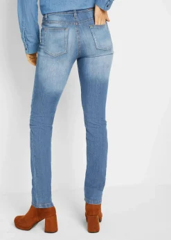 bonprix Jeans|Kurzgrößen^Skinny Jeans Mid Waist, Stretch hellblau used
