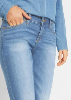 bonprix Jeans|Kurzgrößen^Skinny Jeans Mid Waist, Stretch hellblau used