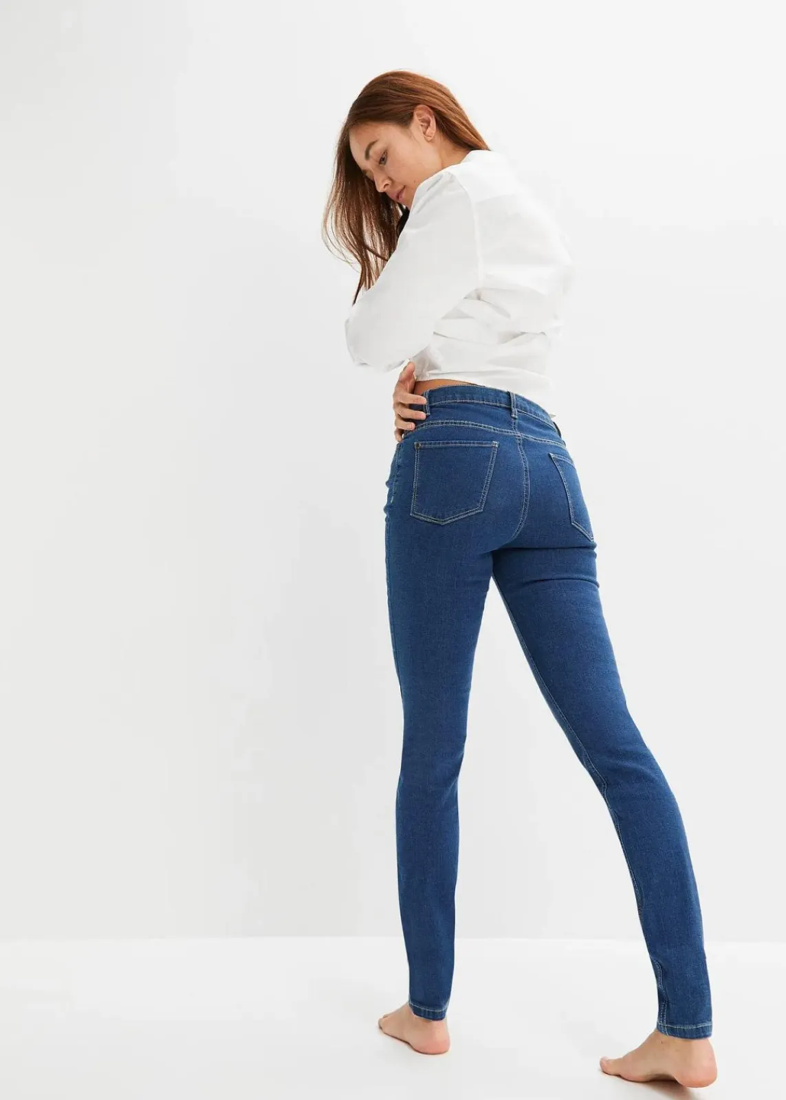 bonprix Bekleidung·Shirts & Tops|Jeans^Skinny Jeans Mid Waist, Stretch blau denim