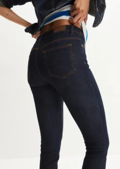 bonprix Jeans|Kurzgrößen^Skinny Jeans Mid Waist, Stretch dunkelblau
