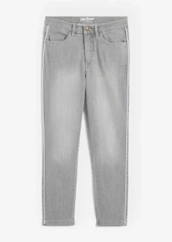 bonprix Kurzgrößen|Bekleidung·Shirts & Tops^Skinny-Jeans High Waist, 7/8 Komfort-Stretch hellgrau denim