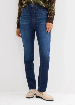 bonprix Bekleidung·Shirts & Tops|Jeans^Skinny-Jeans High Waist, Cropped dunkelblau denim used