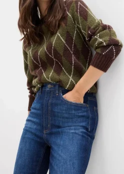 bonprix Bekleidung·Shirts & Tops|Jeans^Skinny-Jeans High Waist, Cropped dunkelblau denim used