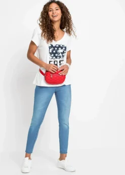 bonprix Bekleidung·Shirts & Tops|Jeans^Skinny-Jeans, Mid Waist, cropped hellblau denim