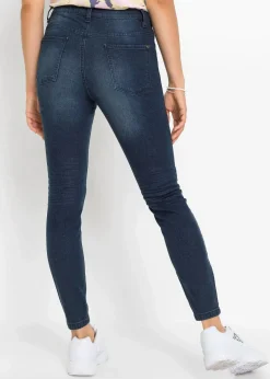 bonprix Jeans|Bekleidung·Shirts & Tops^Skinny-Jeans, Mid Waist, cropped dunkelblau denim