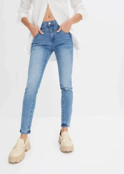 bonprix Jeans^Skinny-Jeans Mid Waist, cropped blau denim