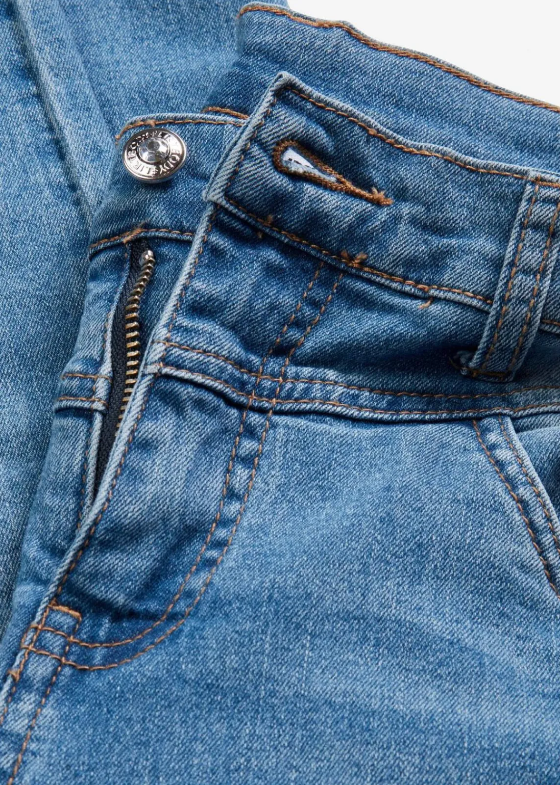 bonprix Jeans^Skinny-Jeans Mid Waist, cropped blau denim