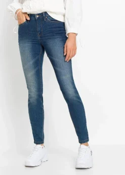 bonprix Jeans|Bekleidung·Shirts & Tops^Skinny-Jeans, Mid Waist, cropped blau denim