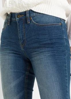 bonprix Jeans|Bekleidung·Shirts & Tops^Skinny-Jeans, Mid Waist, cropped blau denim