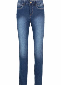 bonprix Bekleidung·Shirts & Tops|Jeans^Skinny-Jeans Mid Waist, Stretch blau denim used