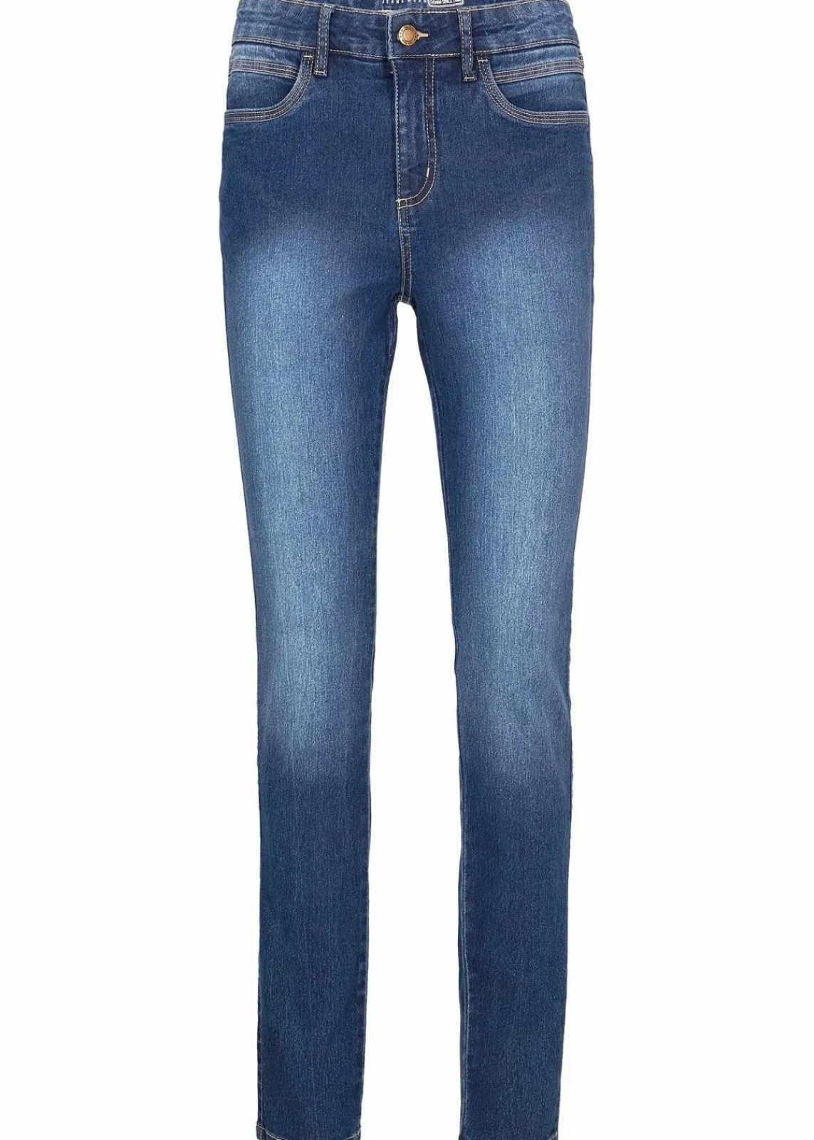 bonprix Bekleidung·Shirts & Tops|Jeans^Skinny-Jeans Mid Waist, Stretch blau denim used