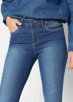 bonprix Bekleidung·Shirts & Tops|Jeans^Skinny-Jeans Mid Waist, Stretch blau denim used