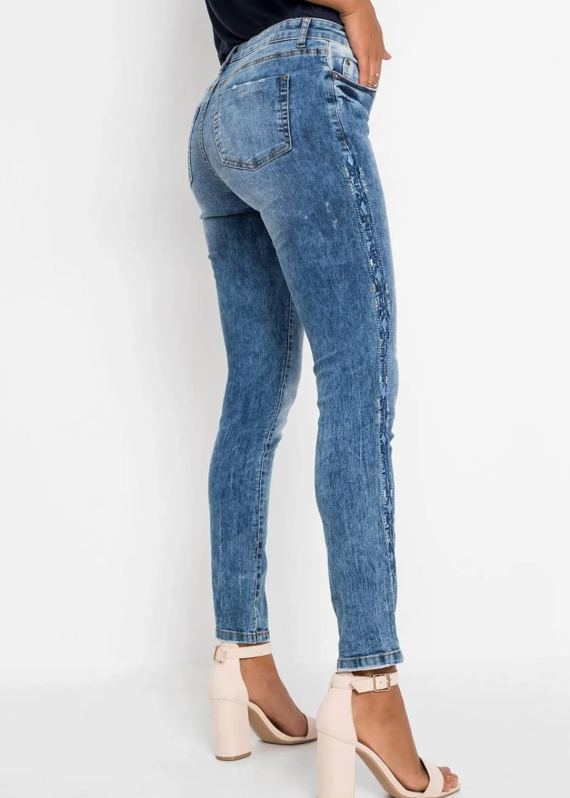 bonprix Bekleidung·Shirts & Tops|Jeans^Skinny-Jeans Mid Waist, Stretch blau denim
