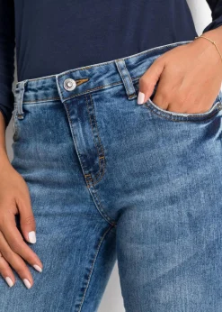 bonprix Bekleidung·Shirts & Tops|Jeans^Skinny-Jeans Mid Waist, Stretch blau denim