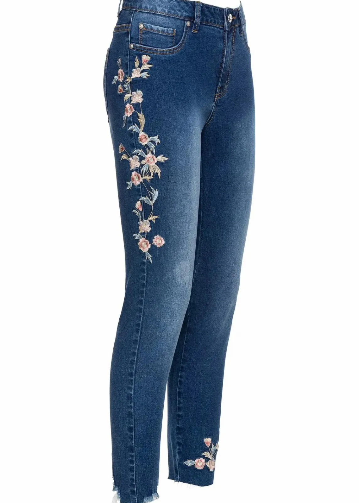 bonprix Bekleidung·Shirts & Tops|Jeans^Skinny-Jeans Mid Waist, verkürzt blau denim