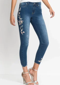 bonprix Bekleidung·Shirts & Tops|Jeans^Skinny-Jeans Mid Waist, verkürzt blau denim