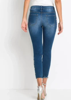 bonprix Bekleidung·Shirts & Tops|Jeans^Skinny-Jeans Mid Waist, verkürzt blau denim