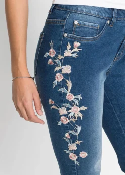 bonprix Bekleidung·Shirts & Tops|Jeans^Skinny-Jeans Mid Waist, verkürzt blau denim