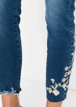 bonprix Bekleidung·Shirts & Tops|Jeans^Skinny-Jeans Mid Waist, verkürzt blau denim