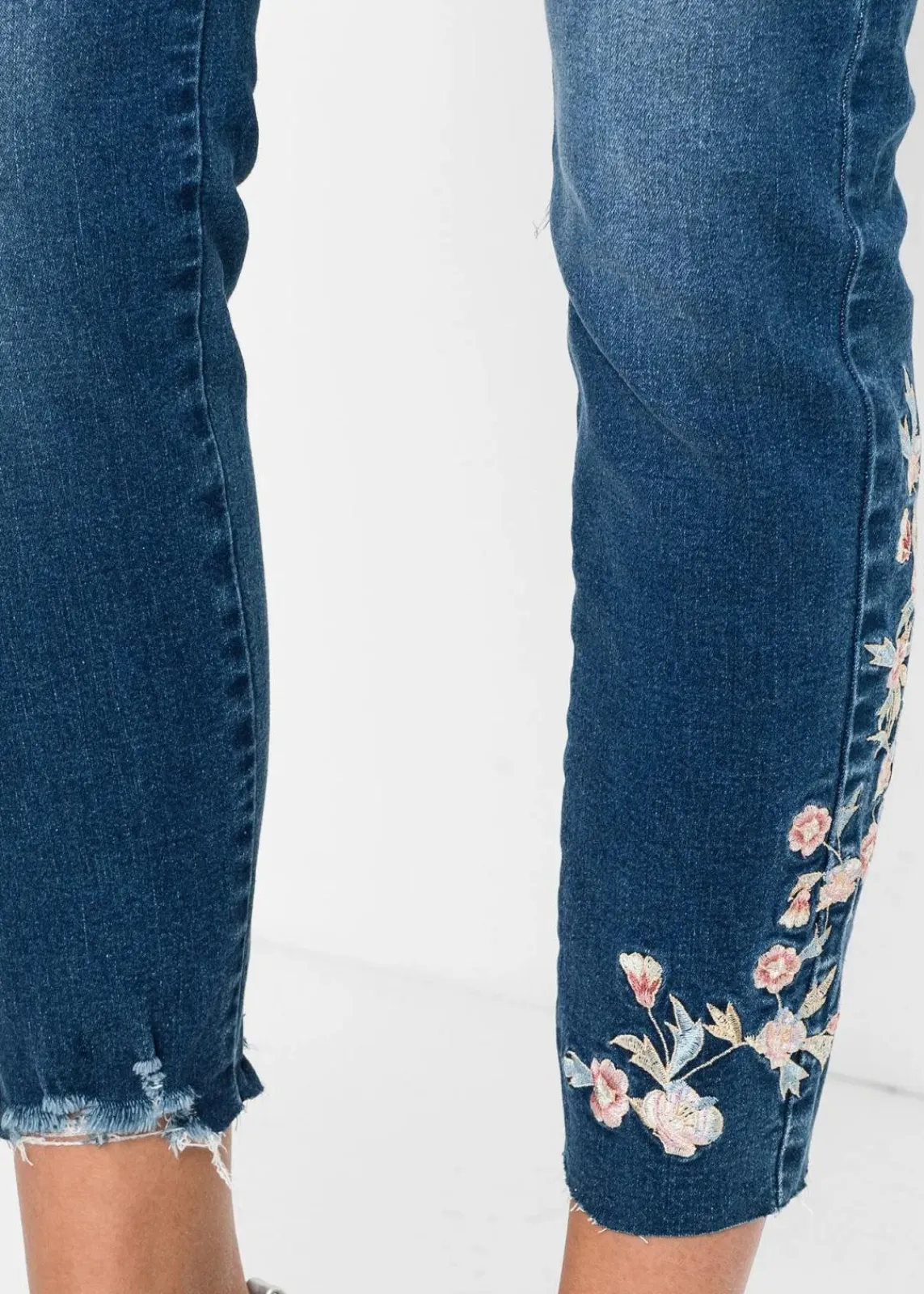 bonprix Bekleidung·Shirts & Tops|Jeans^Skinny-Jeans Mid Waist, verkürzt blau denim